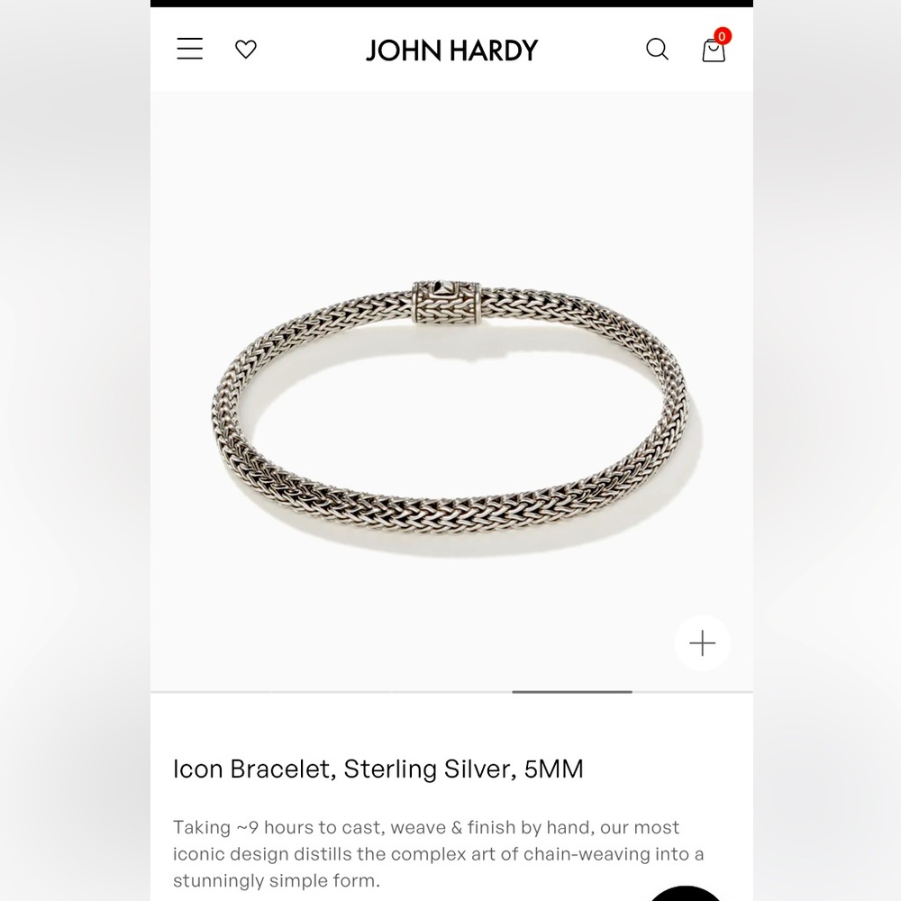 John Hardy Sterling Silver Woven Icon Bracelet 8”